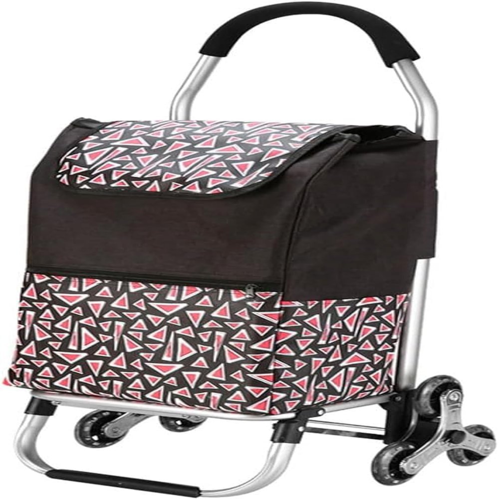 YFATUEO Shopping Cart Trolley 35L Folding Multifunctional Shopping Trolley Detachable Bag Wheels Large Capacity Shopping Cart 6 Wheels Stair Climber-Black