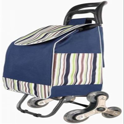 YFATUEO Shopping Trolley, Sturdy Folding Shopping Trolley with Stair Climber Function, Shopping Trolley with 3 Wheels for Supermarket Travel-Blue