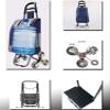 YFATUEO Shopping Trolley, Sturdy Folding Shopping Trolley with Stair Climber Function, Shopping Trolley with 3 Wheels for Supermarket Travel-Blue view 4