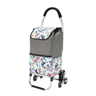 YFATUEO Foldable Shopping Trolley Stair Climber with 35L Oxford Cloth Bag - Gray