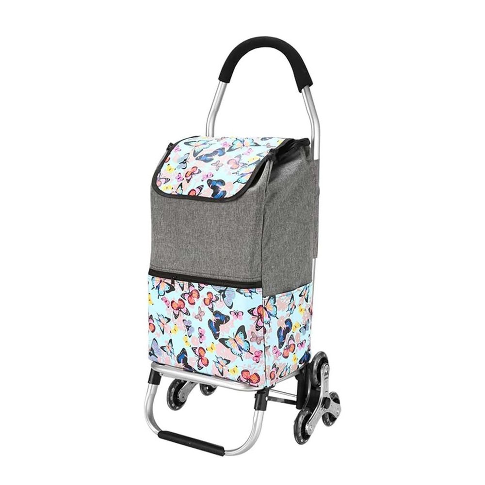 YFATUEO Foldable Shopping Trolley Stair Climber with 35L Oxford Cloth Bag - Gray