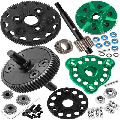 hopsupRC Upgrades Parts 48P&90T Spur Gear&Transmission Gear&Slipper Clutch&Slipper Rebuild Kit&Pressure Plate for 1/10 Rustler/Slash/Stampede/Bandit 2WD(VXL),Green