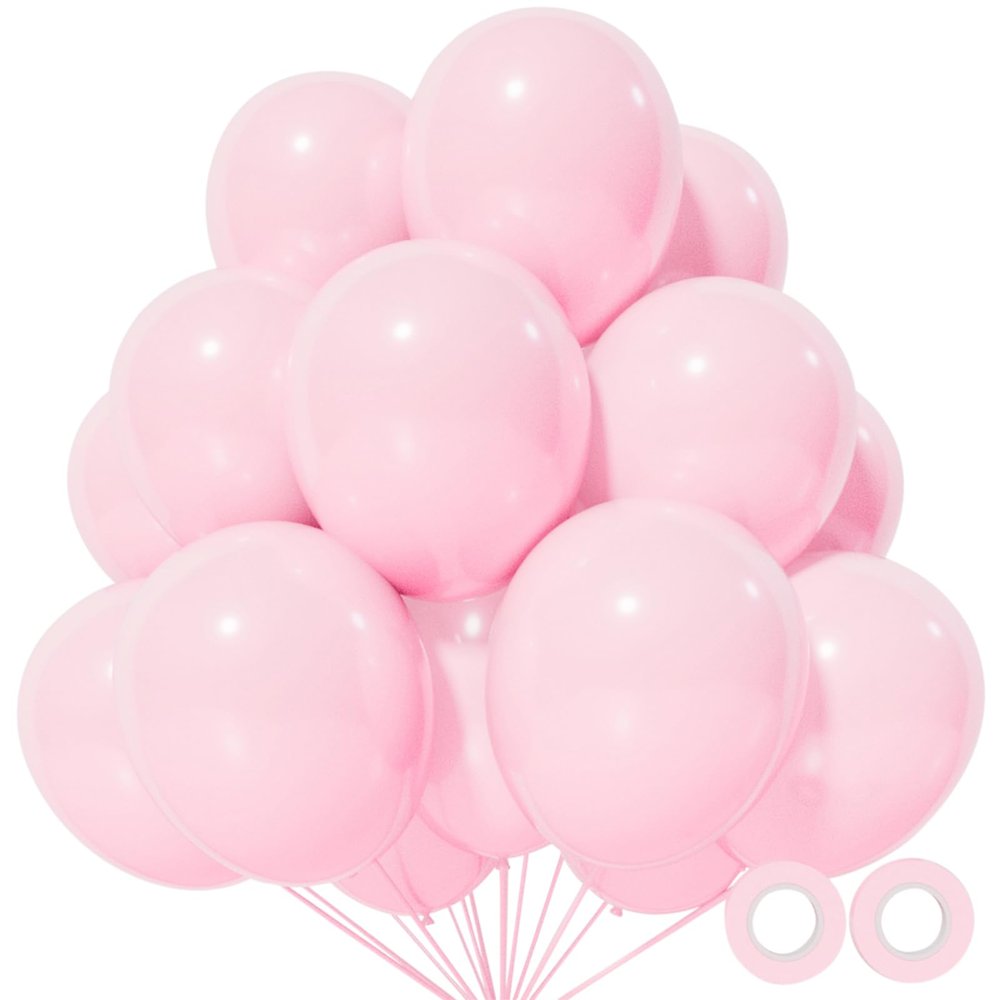 110pcs Light Pink Balloon 12 inch, Light Pink Latex Balloons for Birthday Party Baby Shower Wedding(with 2 Ribbons).
