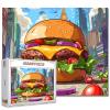 America Food Puzzles 1000 Pieces for Adults,Families(Lange Hamburger,Tomato,Onion,Cheese,Beef) Pieces Fit Together Perfectly 19.7''x27.6''inch Cityscape Frameable Magic Puzzle Art Gift(Colorful) view 1