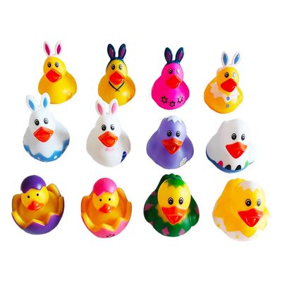 12Pcs Assorted Rubber Duck Easter Duck Toys,Small Rubber Ducks in Bulk for Jeep Ducking Baby Bath Toys Christmas Party Favors Supplies Decoration