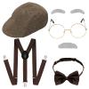Gvhntk 1920s Mens Gangsters Costume Set Old Man Costume Accessories Grandpa Fancy Kit Newsboy Hat view 1