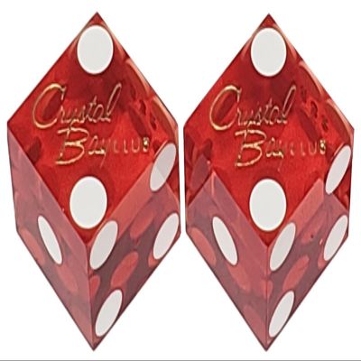 Authentic Lake Tahoe Reno Nevada Casino Table-Played Craps Dice Pair with Storage Pouch, Matching Serial Numbers