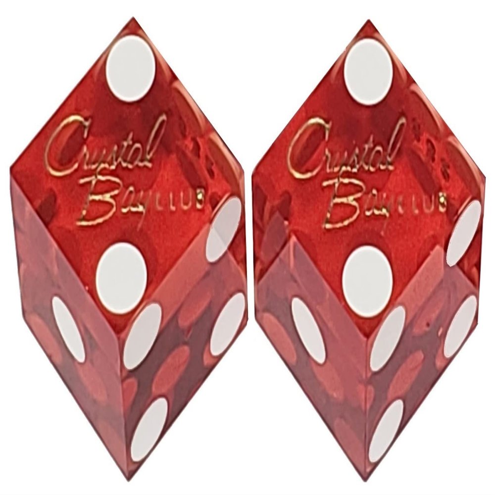 Authentic Lake Tahoe Reno Nevada Casino Table-Played Craps Dice Pair with Storage Pouch, Matching Serial Numbers