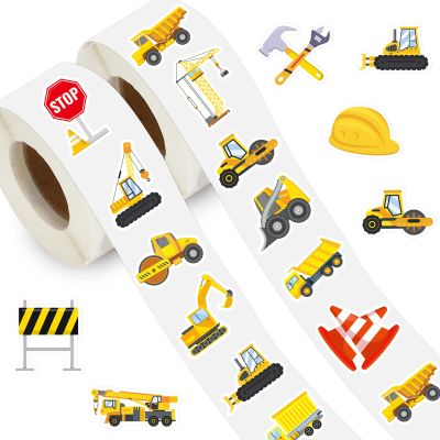 Whaline 1400Pcs Construction Sticker Truck Digger Vehicle Transportation Sticker 16 Designs Incentive Teacher Reward Decal for Craft Home Classroom Card Scrapbook Decor, 1.5 in