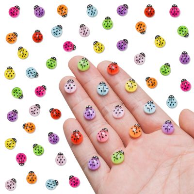 100 Pieces Colorful Mini Ladybug Decor for Crafts Dollhouse Miniature Things Tiny Ladybugs for Fairy Garden Dollhouse Micro Landscaping Decoration