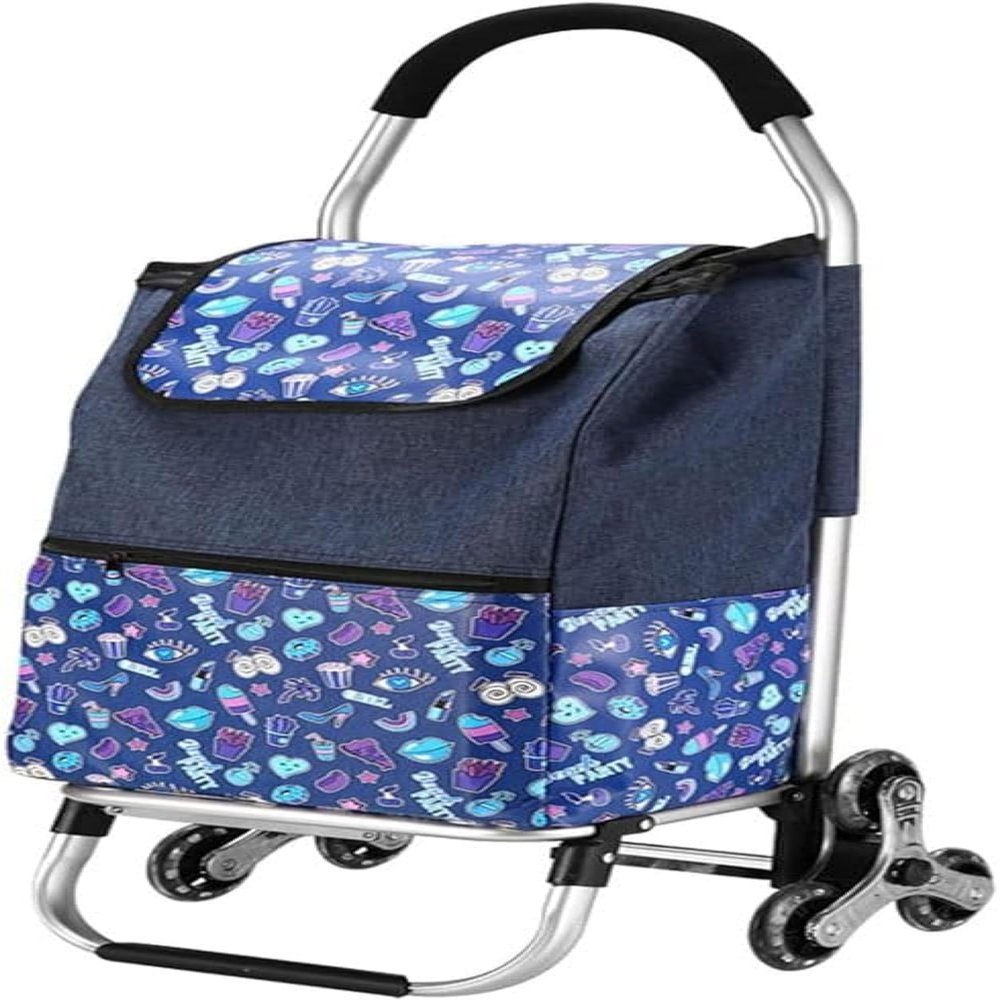 YFATUEO Shopping Cart Trolley 35L Folding Multifunctional Shopping Trolley Detachable Bag Wheels Large Capacity Shopping Cart 6 Wheels Stair Climber-Blue