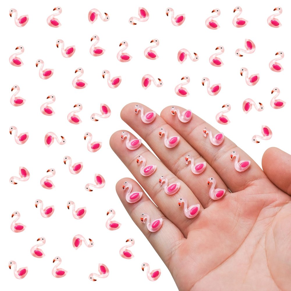100 Pieces Mini Flamingos Ducks for Crafts Dollhouse Tiny Resin Animals Flamingo Decor Tiny Things for Dollhouse Fairy Garden Micro Landscaping Decoration