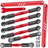 BRCatWPark RC Turnbuckles Camber Links Upgrades Parts for Ecx 1/10 2WD Ruckus Axe Brutus Circuit AMP MT AMP DB AMP Crush K&N Torment,6PCS Aluminum Adjustable Turnbuckles Links,w/Spanner,Red view 1