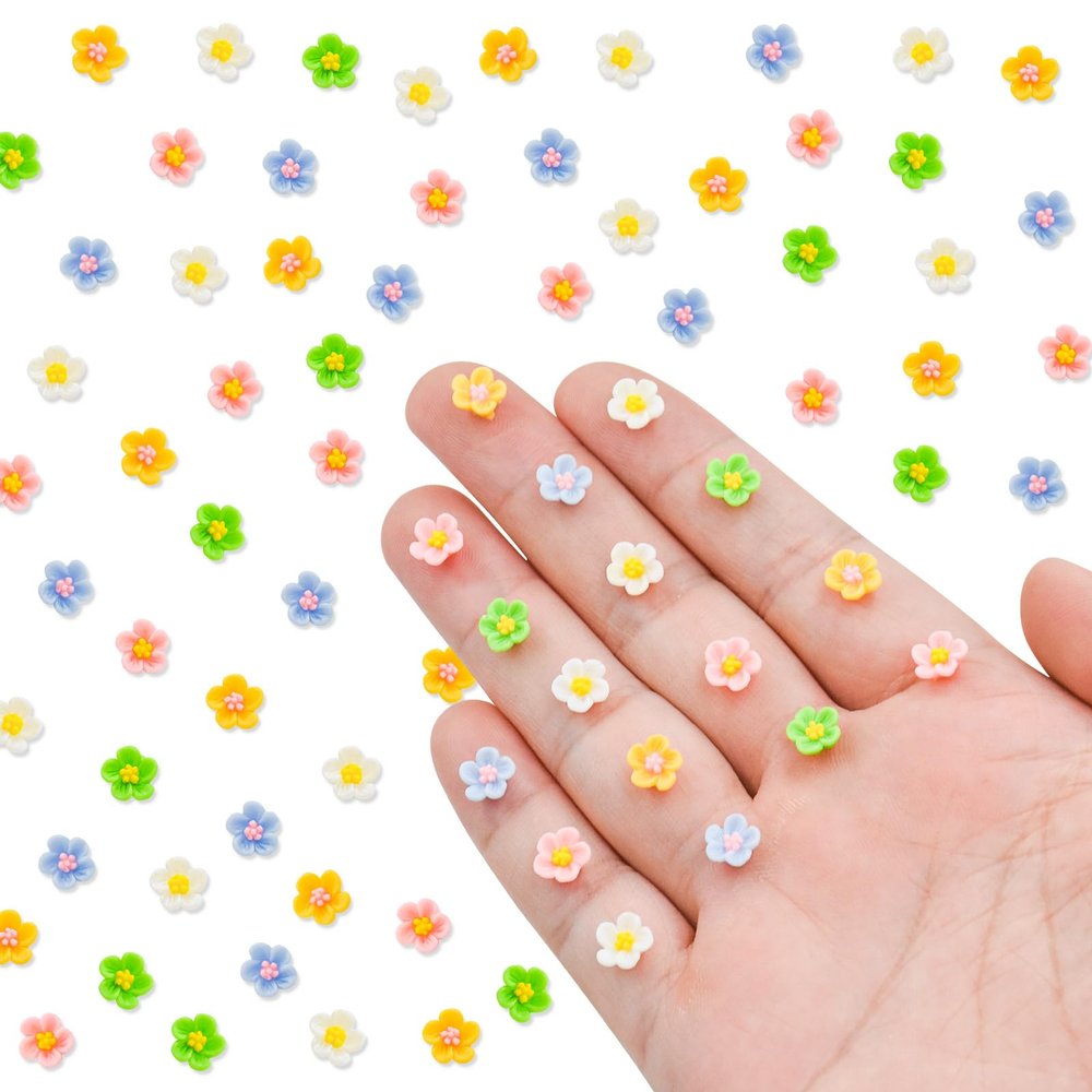 100 Pieces Mini Flowers for Crafts Dollhouse Miniatures Resin Tiny Things Micro Flowers for Dollhouse Fairy Garden Micro Landscaping Decoration
