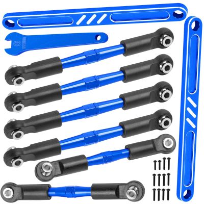 BRCatWPark RC Turnbuckles Camber Links Upgrades Parts for Ecx 1/10 2WD Ruckus Axe Brutus Circuit AMP MT AMP DB AMP Crush K&N Torment,6PCS Aluminum Adjustable Turnbuckles Links,w/Spanner,Navy Blue