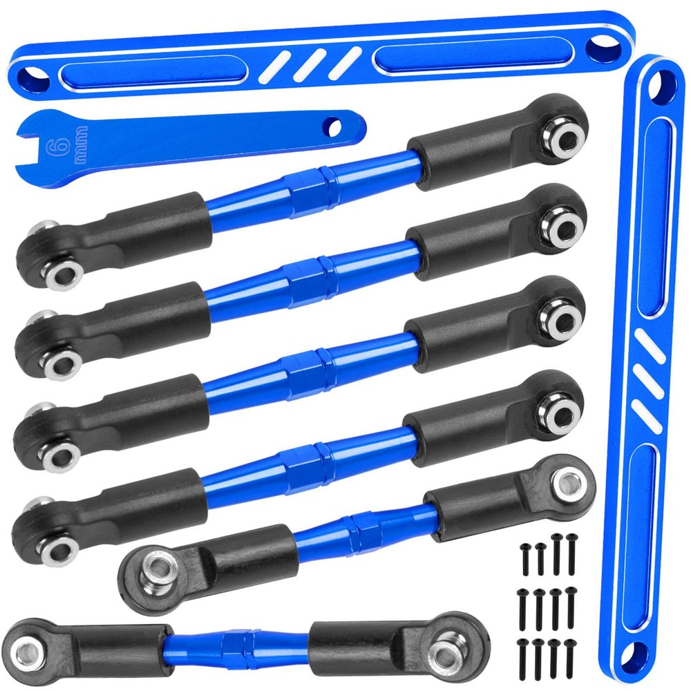 BRCatWPark RC Turnbuckles Camber Links Upgrades Parts for Ecx 1/10 2WD Ruckus Axe Brutus Circuit AMP MT AMP DB AMP Crush K&N Torment,6PCS Aluminum Adjustable Turnbuckles Links,w/Spanner,Navy Blue