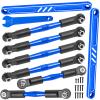 BRCatWPark RC Turnbuckles Camber Links Upgrades Parts for Ecx 1/10 2WD Ruckus Axe Brutus Circuit AMP MT AMP DB AMP Crush K&N Torment,6PCS Aluminum Adjustable Turnbuckles Links,w/Spanner,Navy Blue view 1