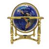 Limited Edition! Unique Art Since 1996 Blue Pearl Swirl Table Top Gemstone World Globe with 4 Leg Gold Zinc Alloy Stand (GOLD) view 1