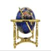 Limited Edition! Unique Art Since 1996 Blue Pearl Swirl Table Top Gemstone World Globe with 4 Leg Gold Zinc Alloy Stand (GOLD) view 2
