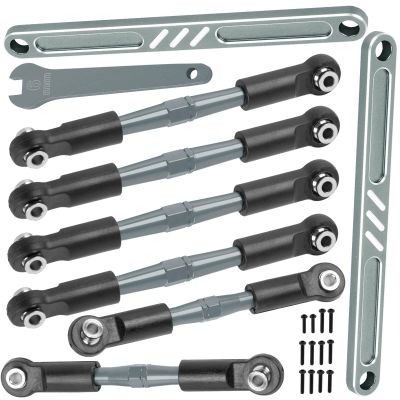 BRCatWPark RC Turnbuckles Camber Links Upgrades Parts for Ecx 1/10 2WD Ruckus Axe Brutus Circuit AMP MT AMP DB AMP Crush K&N Torment,6PCS Aluminum Adjustable Turnbuckles Links,w/Spanner,Titanium