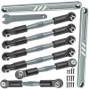 BRCatWPark RC Turnbuckles Camber Links Upgrades Parts for Ecx 1/10 2WD Ruckus Axe Brutus Circuit AMP MT AMP DB AMP Crush K&N Torment,6PCS Aluminum Adjustable Turnbuckles Links,w/Spanner,Titanium view 1