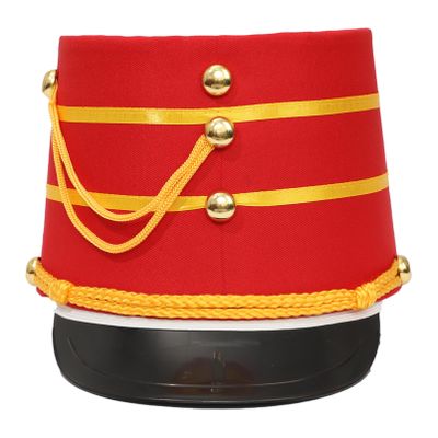 Aislor Marching Band Hat Toy Soldier Hat Drum Major Hat with Gold Braid Trim for Cosplay Party Red Medium