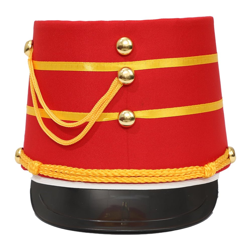 Aislor Marching Band Hat Toy Soldier Hat Drum Major Hat with Gold Braid Trim for Cosplay Party Red Medium