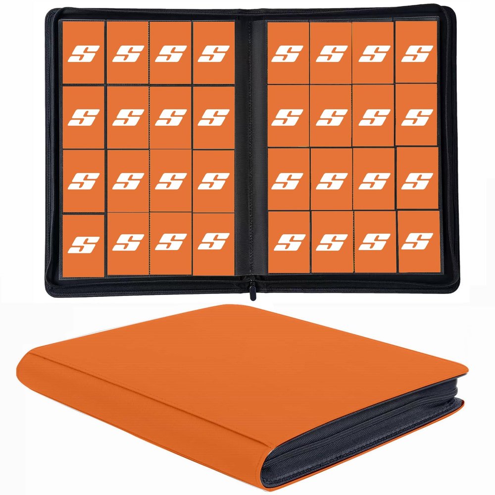 1000+ Pockets Trading Card Binder, 16 Pocket Ringless Side Loading Card Holder Album, Trading Card Album Fit for YuGiOh, MTG, TCG, Game Cards, Sports Cards, Business Cards (Orange)