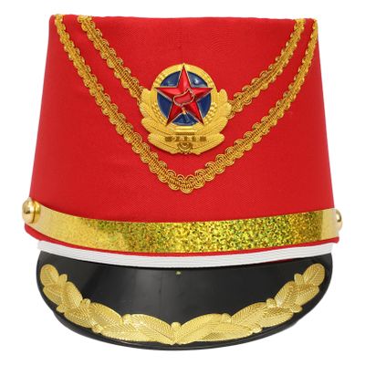 Aislor Marching Band Hat Toy Soldier Hat Drum Major Hat with Gold Braid Trim for Cosplay Party Red B One Size
