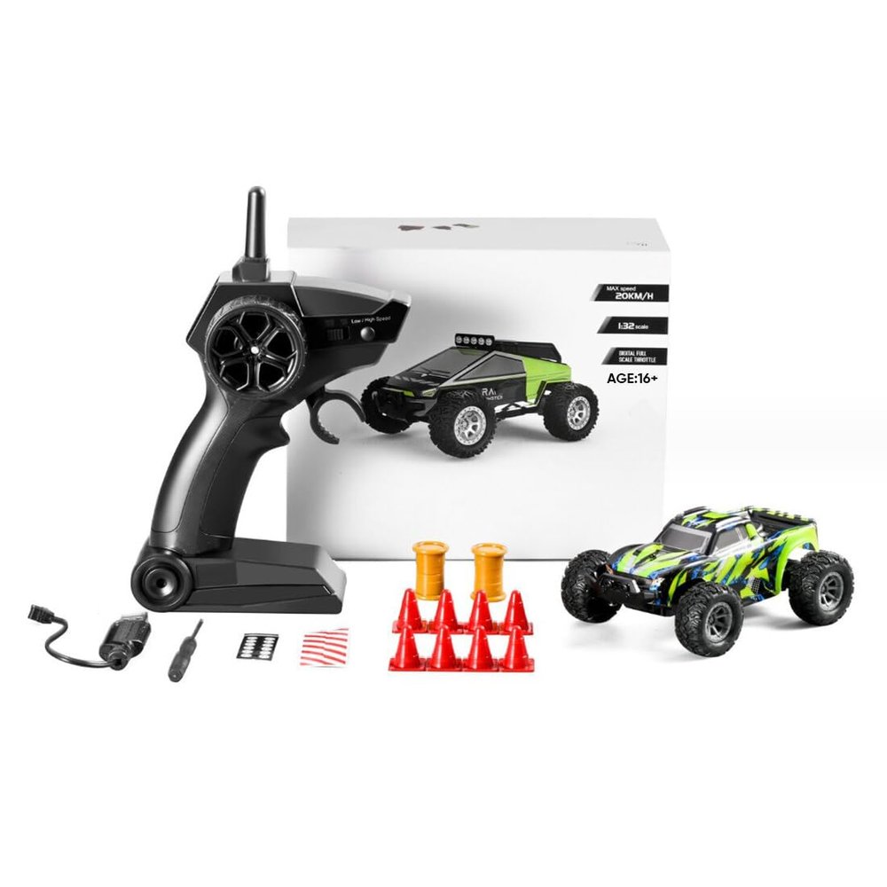 YOMTDIY 2.4G Remote Control RC Drift Off-Road Vehicle, 1/32 Scale Mini Electric 4WD RC Drift Off Road Truck High Speed Crawler Car for Teens Adults - (RTR Version/Green)