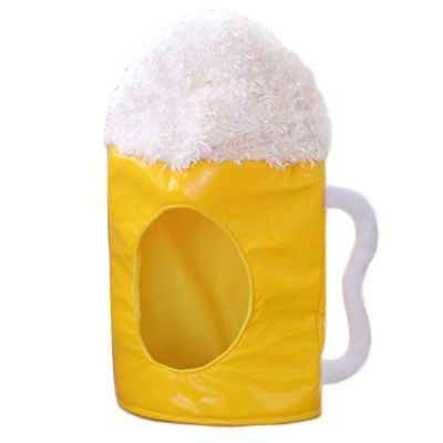 WARRIOO Yellow Plush Hat, Japanese Funny Beer Plush Hat Toy Headgear Cosplay Party Photo Props, Unisex-Adults