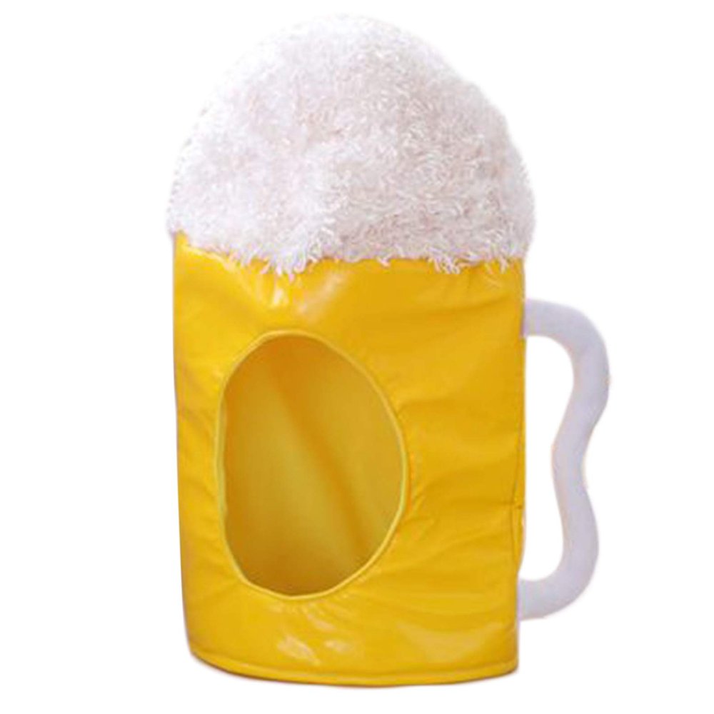 WARRIOO Yellow Plush Hat, Japanese Funny Beer Plush Hat Toy Headgear Cosplay Party Photo Props, Unisex-Adults