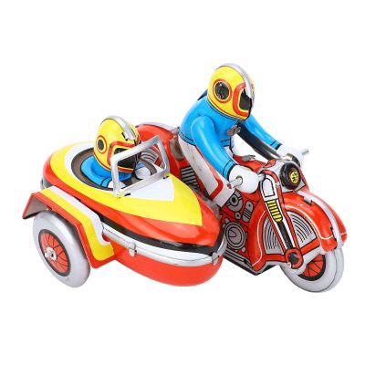 Wind Up Three Wheeled Motorcycle, Retro Collectible Iron Toy for Desktop Decorations, Handcrafted, Vintage Style, Great Surprise Gifts Choice for Collectors