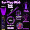 100 pk 8" Purple Glow Sticks Bulk Party Favors, Light up Glow Necklaces & Bracelets in the Dark Party Supplies For Christmas Halloween Mardi Gras Birthday Neon Party (100 * Purple) view 2