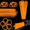 100 pk 8" Orange Glow Sticks Bulk Party Favors, Light up Glow Necklaces & Bracelets in the Dark Party Supplies For Christmas Halloween Birthday Neon Party (100 * Orange) view 1