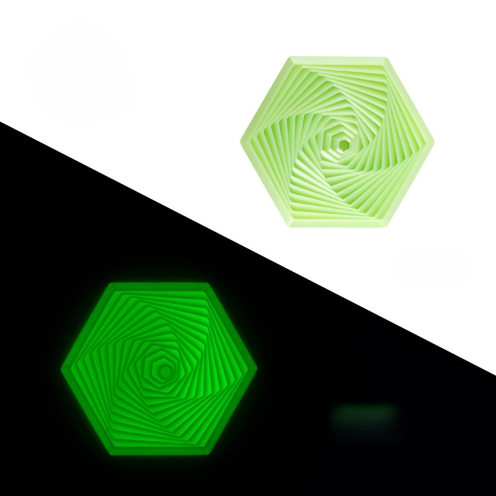 3D Printed Hexagonal Decompression Toy Fractal Widget Hexagon Toy Ornament (7cm [Night Light] Green)