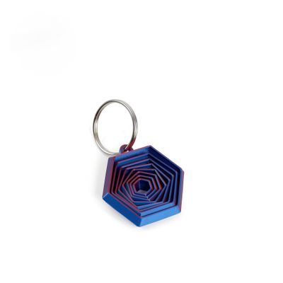 3D Printed Hexagonal Decompression Toy Fractal Widget Hexagon Toy Ornament (4cm - Laser Red Blue)