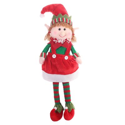 AENIMELY Christmas Hanging Leg Elf Dolls, Sitting Plush Figurines for Holiday Decor, Boy and Girl Elf Design, for Kids (Red)