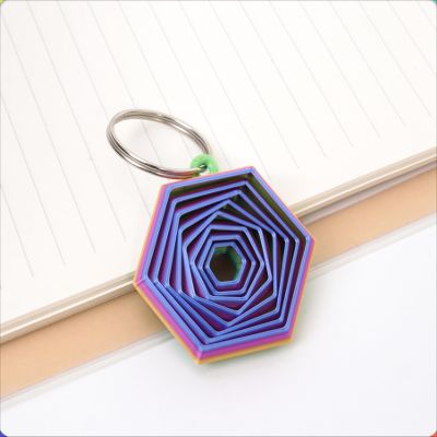 3D Printed Hexagonal Decompression Toy Fractal Widget Hexagon Toy Ornament (4cm-Rainbow)