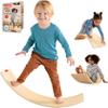 Fisher-Price Wood Montessori Toy Rockin' Balance Board, American Montessori Society Seal of Excellence, 31.7-Inch Wooden Motor Skills Learning Activity for Kids Ages 3+ Years(Amazon Exclusive) view 1