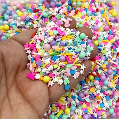 Candy Coated Daydreams Polymer Clay Fake Inedible Sprinkle Mix with Resin Rhinestones and Pearls for Nail Art Slime Decoden Funfetti Jimmies - Non Edible (Colorful, 15 gram Bag)
