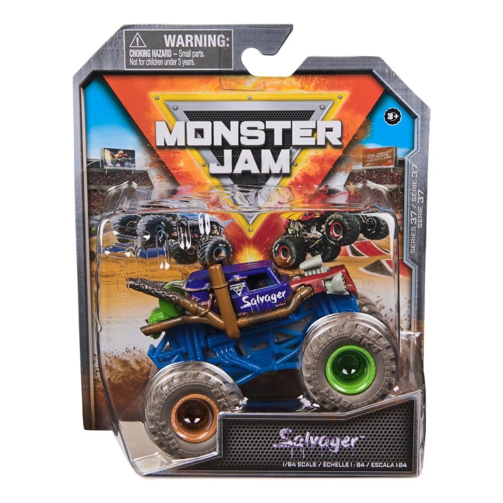 Monster Jam 2024 Series 37 Diecast 1:64 Scale Monster Truck Salvager Wreckless Trucks