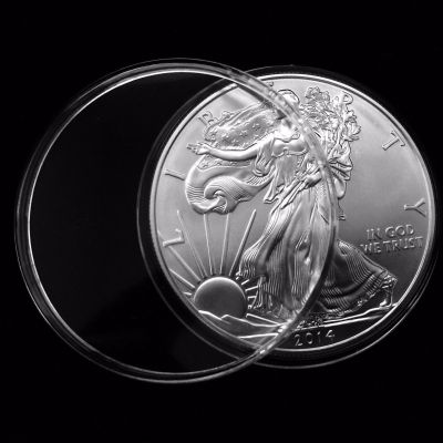 (25 Pack) 40.6mm Holders for ASE 1oz American Silver Eagle Coin, Direct Fit Airtight Capsules Protector for Coin Collection