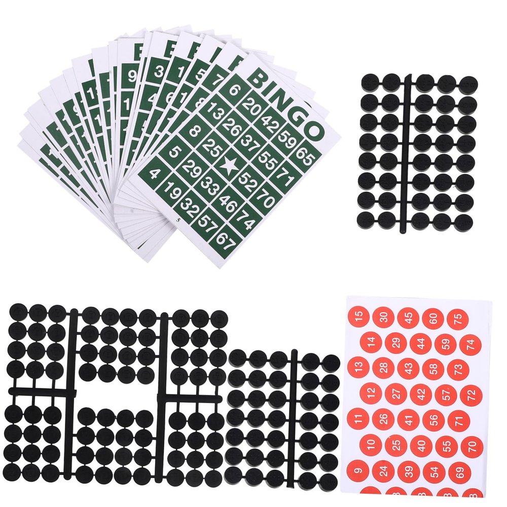 DECHOUS Versatile Bingo Cards 500 Number Labels Stickers Bingo Game Set for Family Pub School Activities