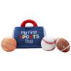 4 Piece Plush My First Sport Bag Play Set with Sensory Toy Balls for Baby, Blue All Sports, 6 inch, Basketball, Baseball, Football view 1
