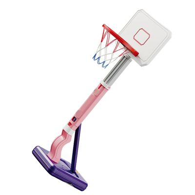 Alomejor Super Size Pool Basketball Stand 28-54in Adjustable Height with 4 Inflatable Water Hoops for Family Friends Gatherings (Pink 557737B)