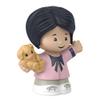 Fisher-Price Little People Figure Playset HXC01 - Young Girl or Mom Figure with Black Hair Wearing a Pink Shirt Carrying a Brown Puppy Dog view 3