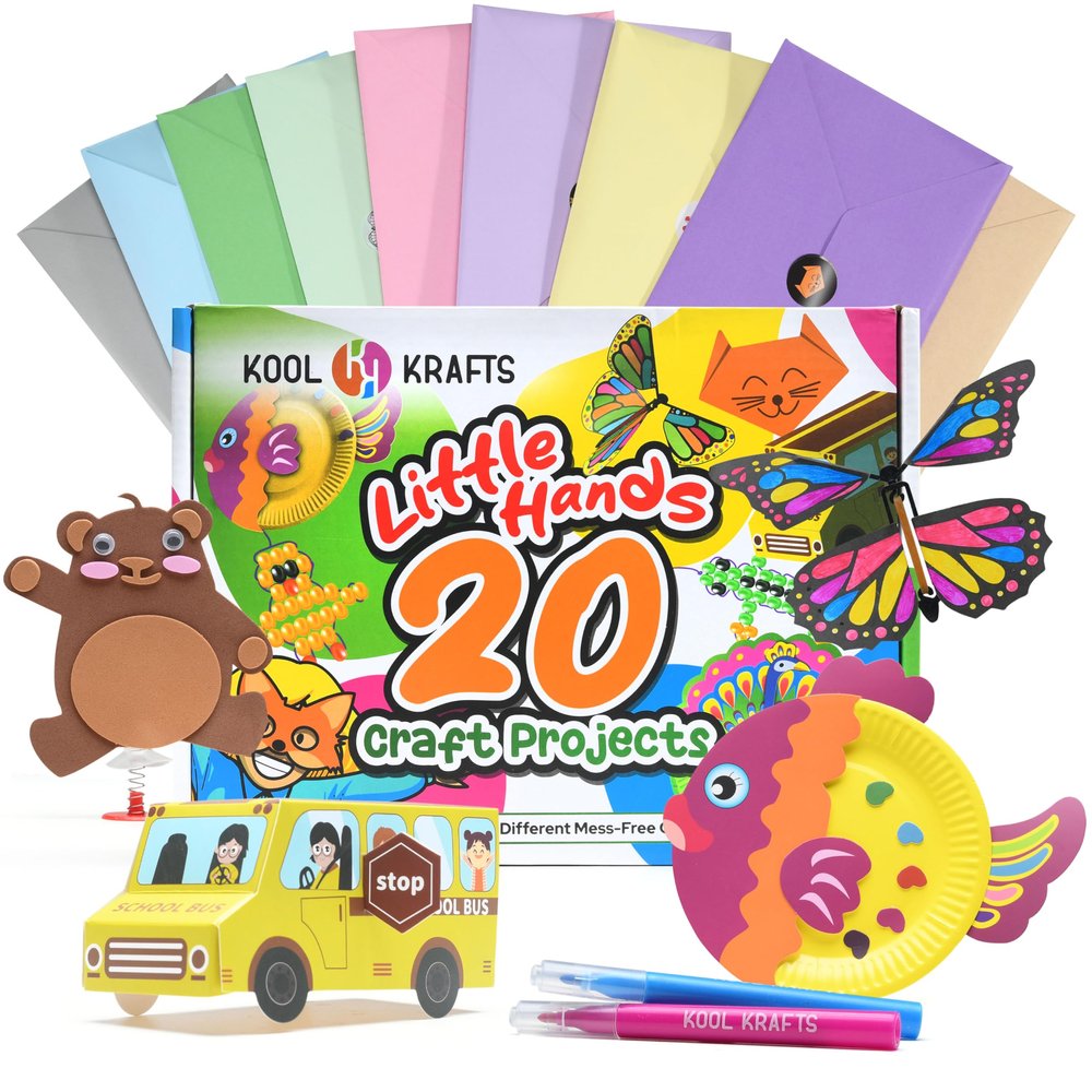 20 Arts & Crafts Kit for Kids, All-Inclusive, No Mess Craft Kits & Supplies for Boys & Girls  DIY Creative Activity, Easy Step-by-Step Guide, Individually Packaged Crafts, Christmas Gift, Travel Gift