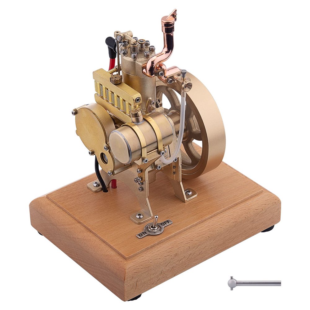 MechPuConToy Engine Model Kit That Runs, Vertical Single Cylinder Four Strokes OHV Engine Model with Water Cooling and Speed Limit Mechanism