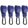 4 Pcs Leather Stroller Hook, Mommy Stroller Clip, Stroller Accessories Organizer Hook, Metal Hook for Strollers/Walkers/Mobility Scooter/Wheelchair/Rollator(Blue) view 1
